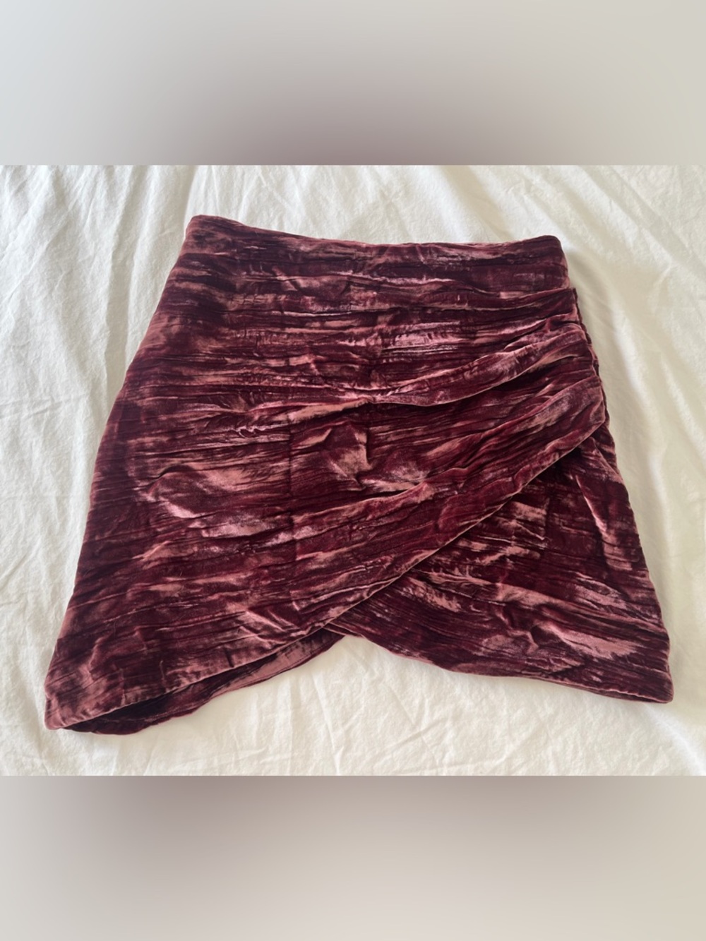 Lovers And Friends velvet asymmetrical mauve purple wrap mini skirt